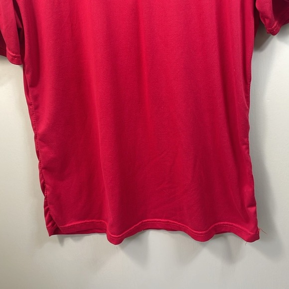 Red Short Sleeve Hoodie Shirt Activewear Athleisure - Picture 3 of 10